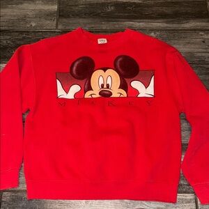 Disney Men's Red Mickey Mouse Sweatshirt vintage 90s medium shirt